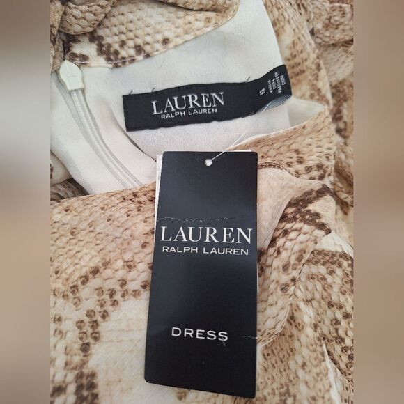 Lauren Ralph Lauren beige leopard print maxi dress size 12 black label. - Picture 3 of 7